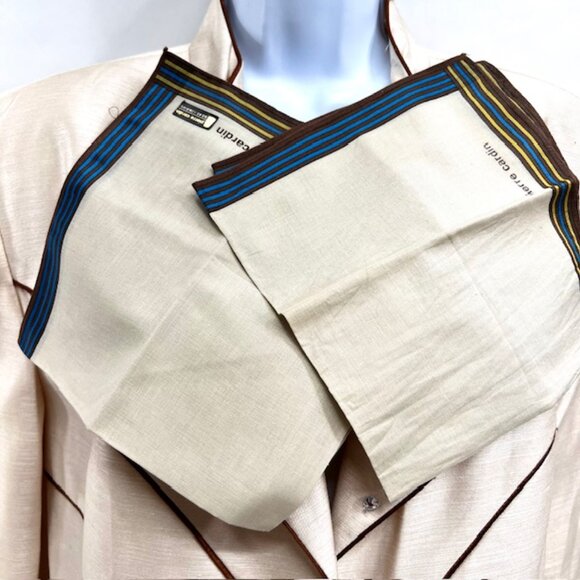 ew  set of 2 Pierre Cardin  handkerchiefs cotton 18" olive brown stripe (65 - Picture 2 of 9